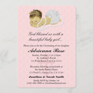 Baby Girl Baptism Christening Convite PINK 179