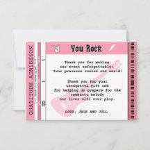 BABY GIRL CHÁ CONCERT TICKET OBRIGADO