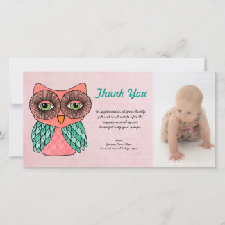 Baby Girl Owl Obrigado Cartões de fotos Do Modelo 