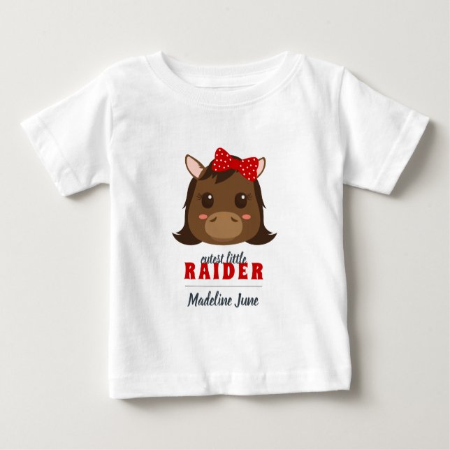 Baby Girl Red Horse Raider T-Shirt (Frente)