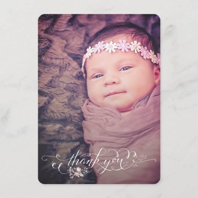 Baby Girl Sip & See Obrigado Anúncio de Nascimento (Frente)