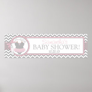 Baby Girl Tutu Chevron Impressão Banner