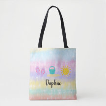 Baby Girls Watercolor Beach Trio Tie Dye Tote Bag
