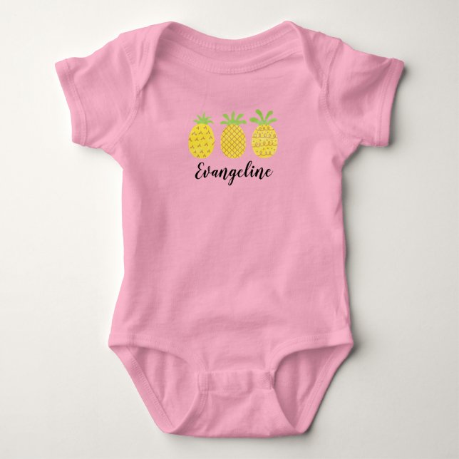 Baby Girls Watercolor Pineapple Trio T-Shirt (Frente)
