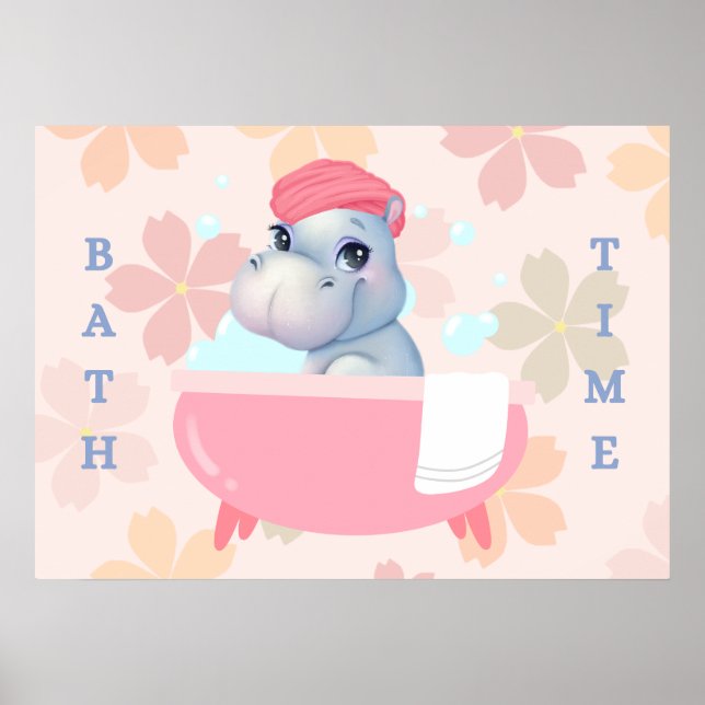 Baby Hippo Bath Time Poster (Frente)