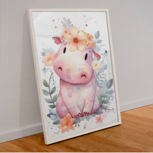 Baby Hippo Nursery Poster