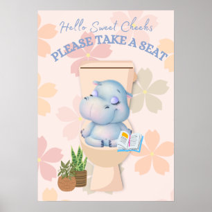 Baby Hippo Sweet Cheeks Sente-se Poster