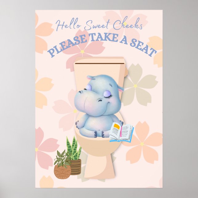 Baby Hippo Sweet Cheeks Sente-se Poster (Frente)