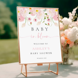 Baby In Bloom Pink Baby Shower Welcome Poster