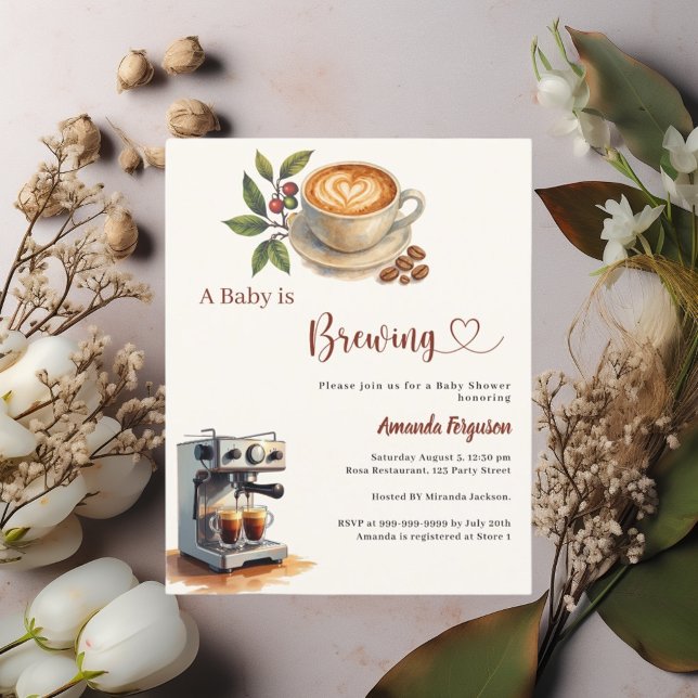 Baby is Brewing coffee Baby Shower invitation (Criador carregado)