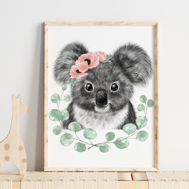 Baby Koala Floral Nursery Impressão | Koala Impres (Criador carregado)