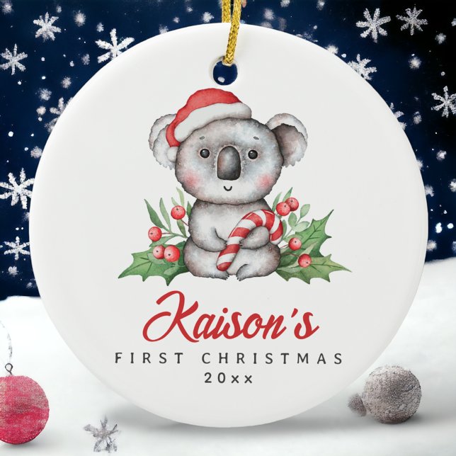 Baby Koala Primeiro Ornamento Cerâmico Personaliza (Criador carregado)