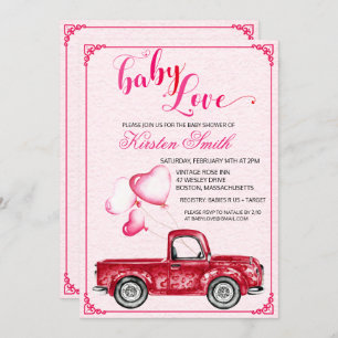 Baby Love Heart Balloons Chá de fraldas Convite