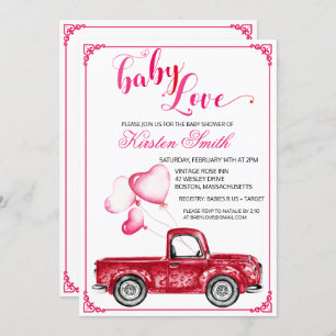 Baby Love Heart Balloons Chá de fraldas Convite