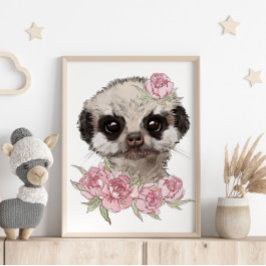 Baby Meerkat Rosa Animal Poster | Impressão de par