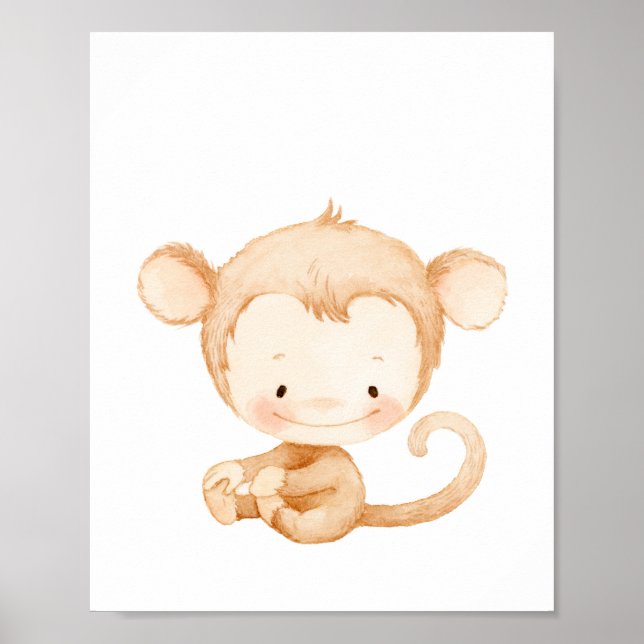 Baby Monkey Nursery Wall Art Impressão (Frente)