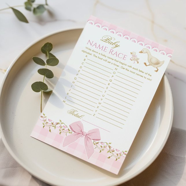 Baby Name Race Silly Goose Pink Baby Shower game (Criador carregado)