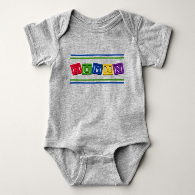 Baby Name Roman on Toy Blocks T-Shirt (Frente)