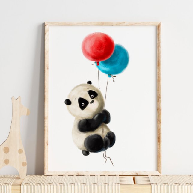 Baby Panda Balloon Impressão | Panda Watercolor Im (Criador carregado)
