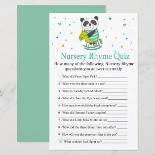 Baby Panda Nursery Rhyme jogo de chá de fraldas d