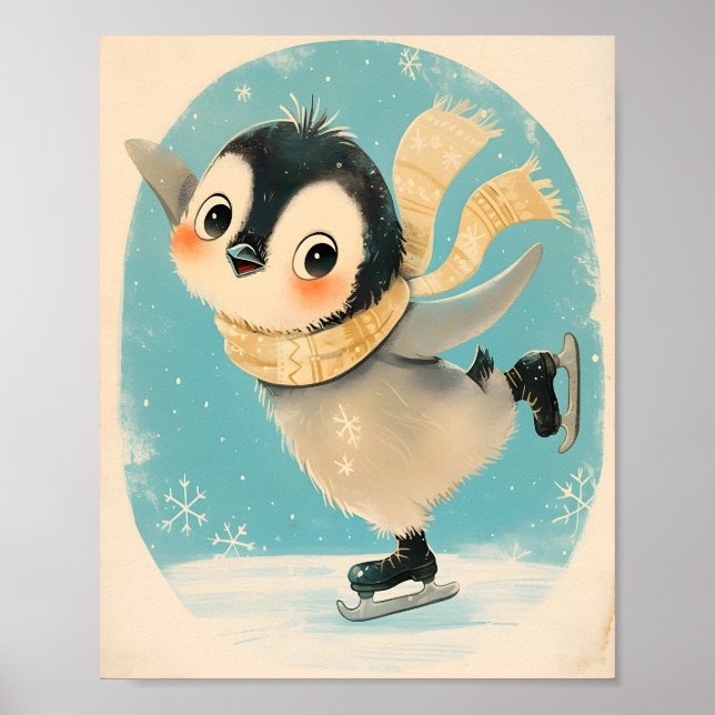 Baby Penguin Wall Art -  Cute Nursery Poster (Frente)