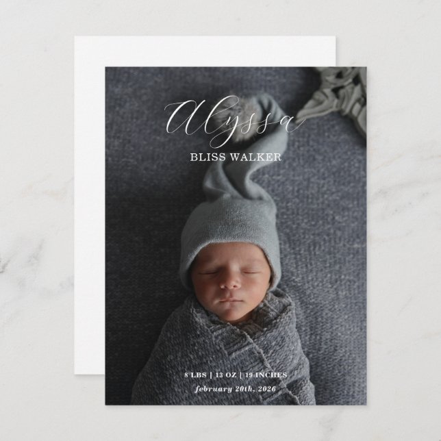 Baby Photo Announcement card (Frente/Verso)