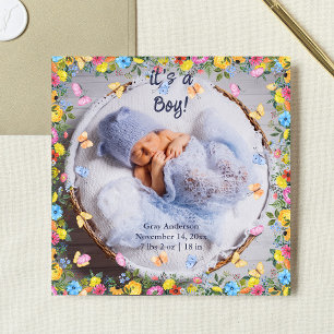 Baby Photo Modern Whimsical Birth Anúncio
