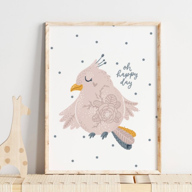 Baby Pird Pink Happy Day Poster | Impressão de par (Criador carregado)