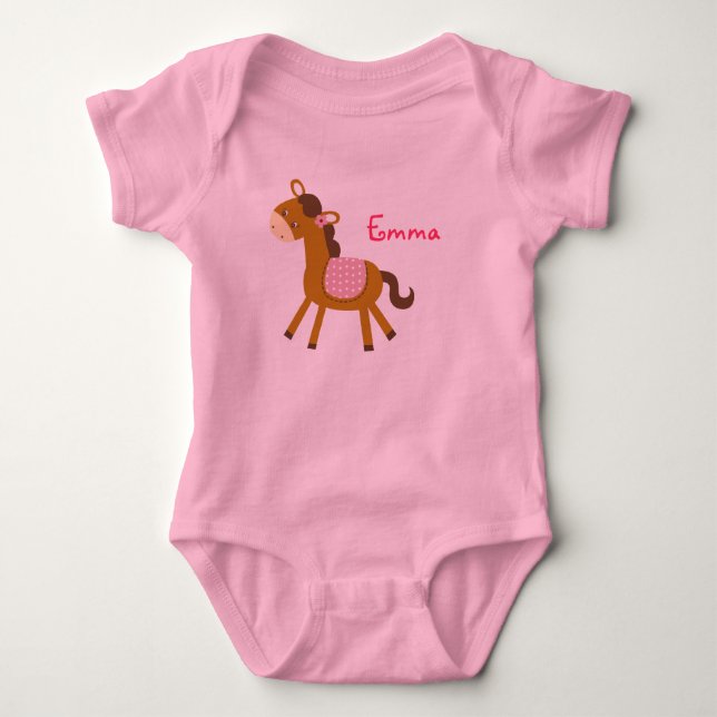 Baby Pony Horse Personalizado Baby Creeper T-Shirt (Frente)