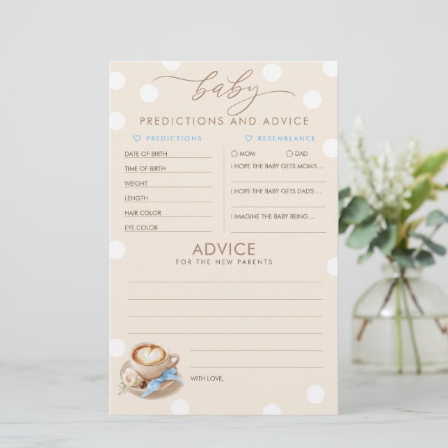 Baby Predictions and Advice Baby Shower Game (Em pé/Frente)