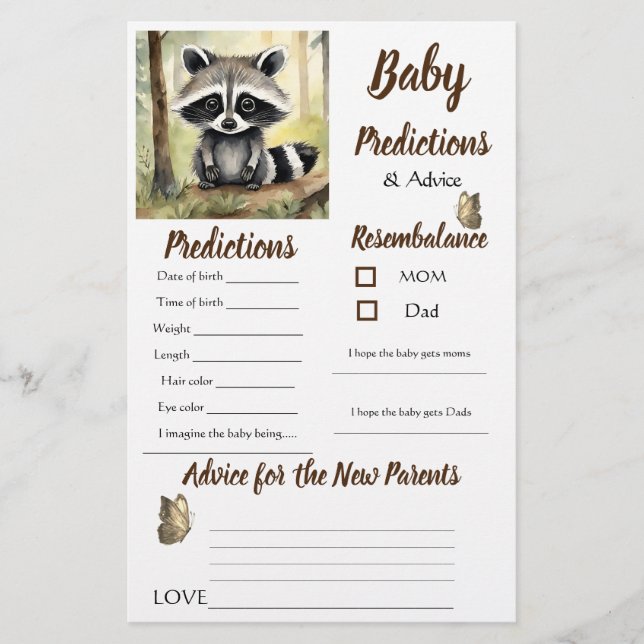 Baby Raccoon Baby Predictions - Cartão de Aviso (Frente)