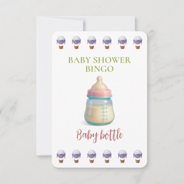 Baby Shower Bingo Card, Funny Game- Baby Bottle (Frente)