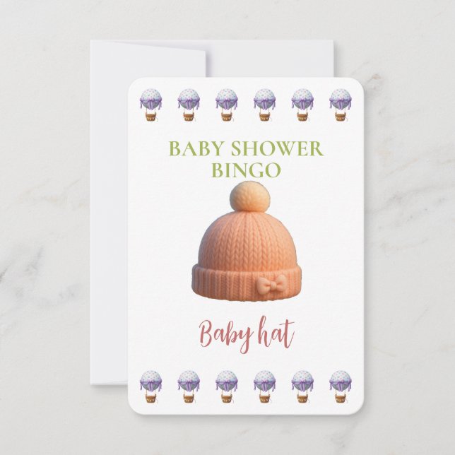Baby Shower Bingo Card, Funny Game- Baby Hat (Frente)