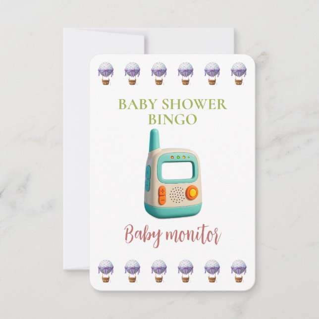 Baby Shower Bingo Card, Funny Game- Baby monitor (Frente)