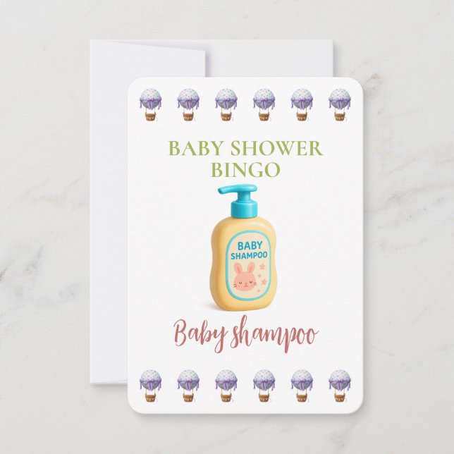 Baby Shower Bingo Card, Funny Game- Baby shampoo (Frente)