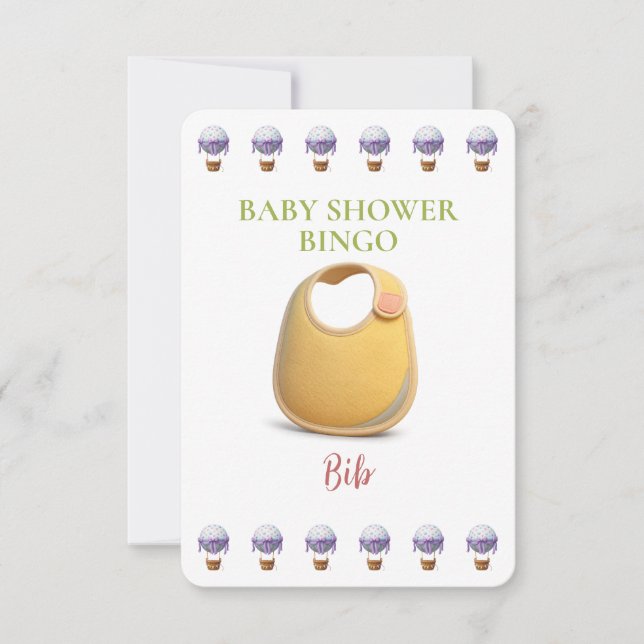 Baby Shower Bingo Card, Funny Game- Bib (Frente)