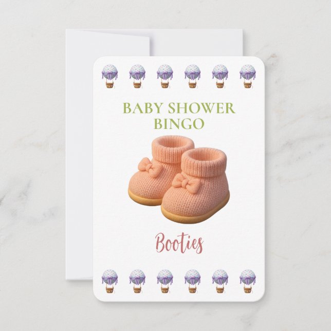 Baby Shower Bingo Card, Funny Game- Booties (Frente)