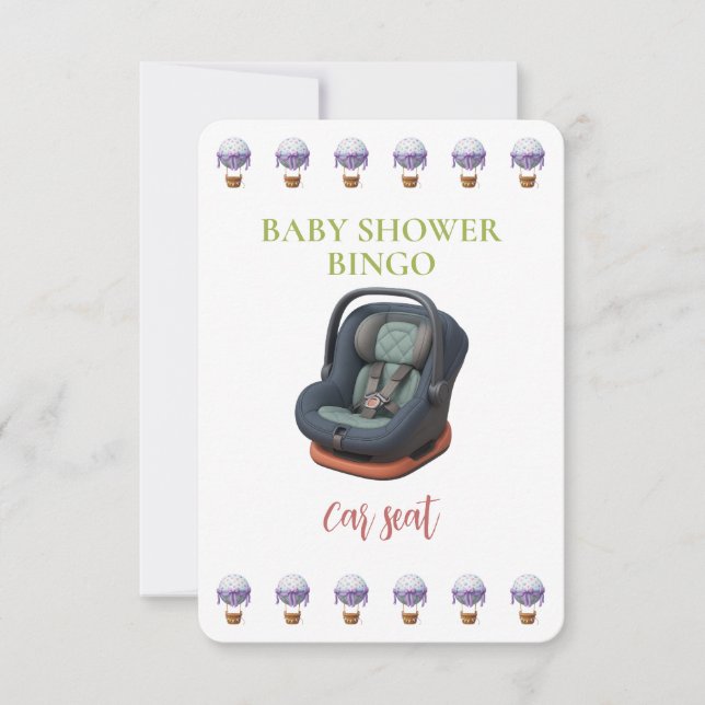 Baby Shower Bingo Card, Funny Game- Car Seat (Frente)