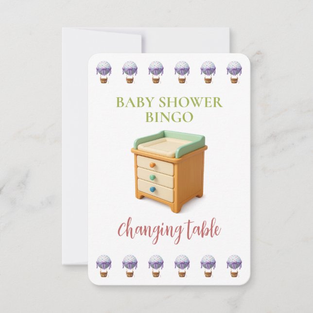 Baby Shower Bingo Card, Funny Game- Changing table (Frente)