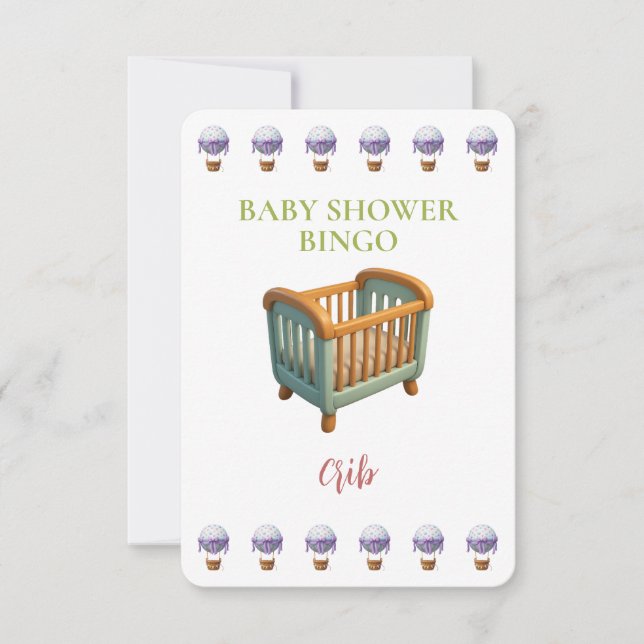 Baby Shower Bingo Card, Funny Game- Crib (Frente)