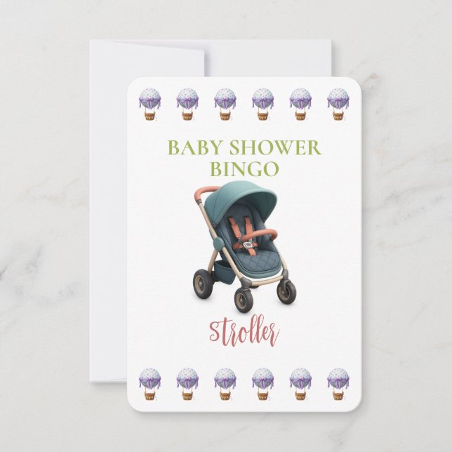 Baby Shower Bingo Card, Funny Game- Stroller (Frente)