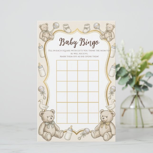 Baby Shower Bingo Game (Em pé/Frente)