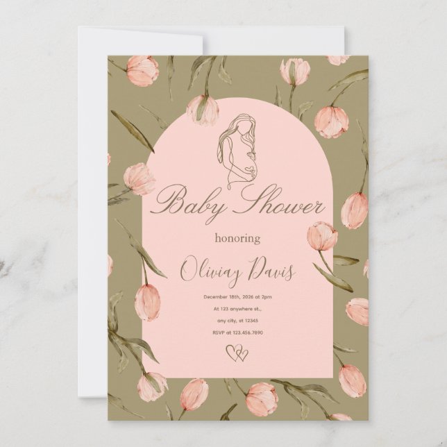 Baby Shower Invitation in Calming Nature Colors  (Frente)