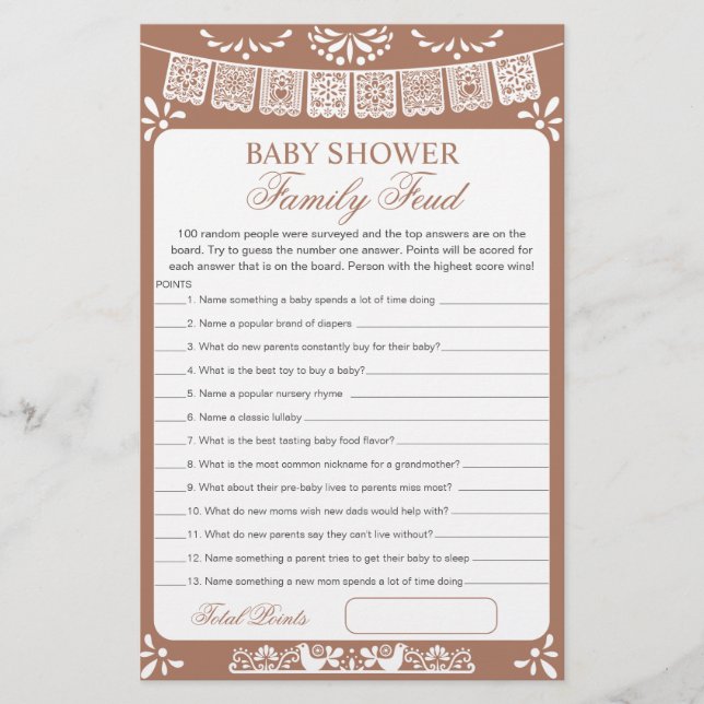 Baby Shower Survey Says Game Card (Frente)