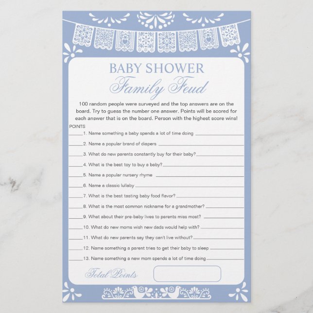 Baby Shower Survey Says Game Card (Frente)
