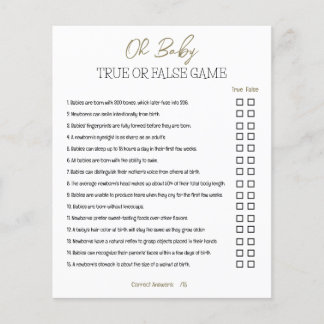 Baby Shower True or False Game