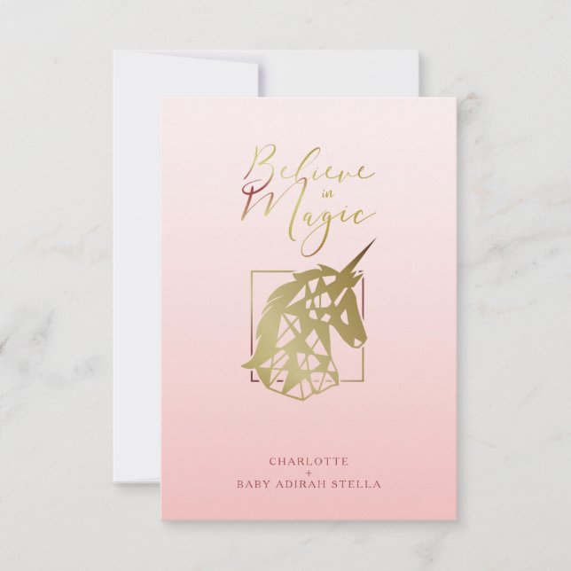 Baby Shower Unicorn | Believe in Magic Pink Blush (Frente)