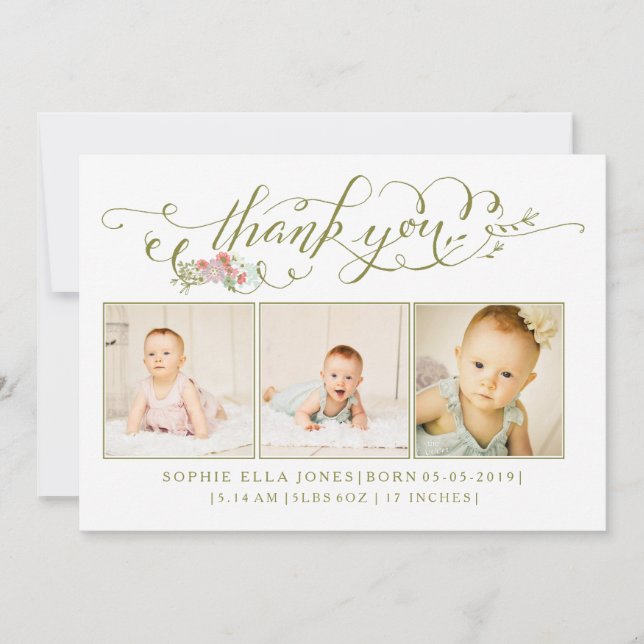 Baby Sip & See Obrigado Anúncio de Nascimento (Frente)