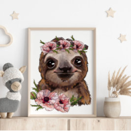Baby Sloth Rosa Animal Poster | Impressão de pared