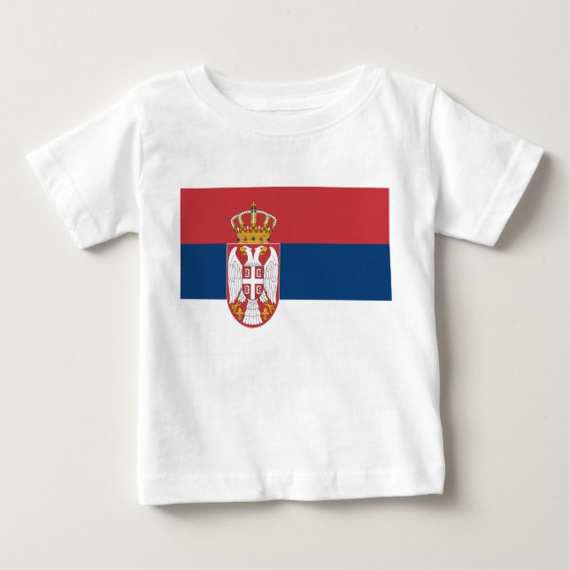 Baby T-Shirt com bandeira da Sérvia (Frente)